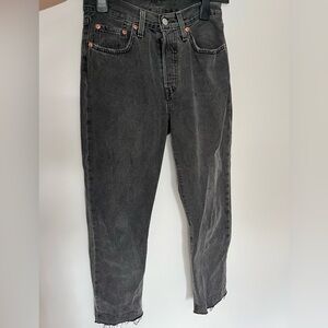 Levi's 501 Charcoal Distressed Hem Jeans